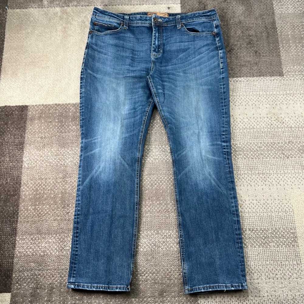Seven7 Mens Straight Fit Blue Denim Jeans Size 38x32 Stretch Premium Denim Co